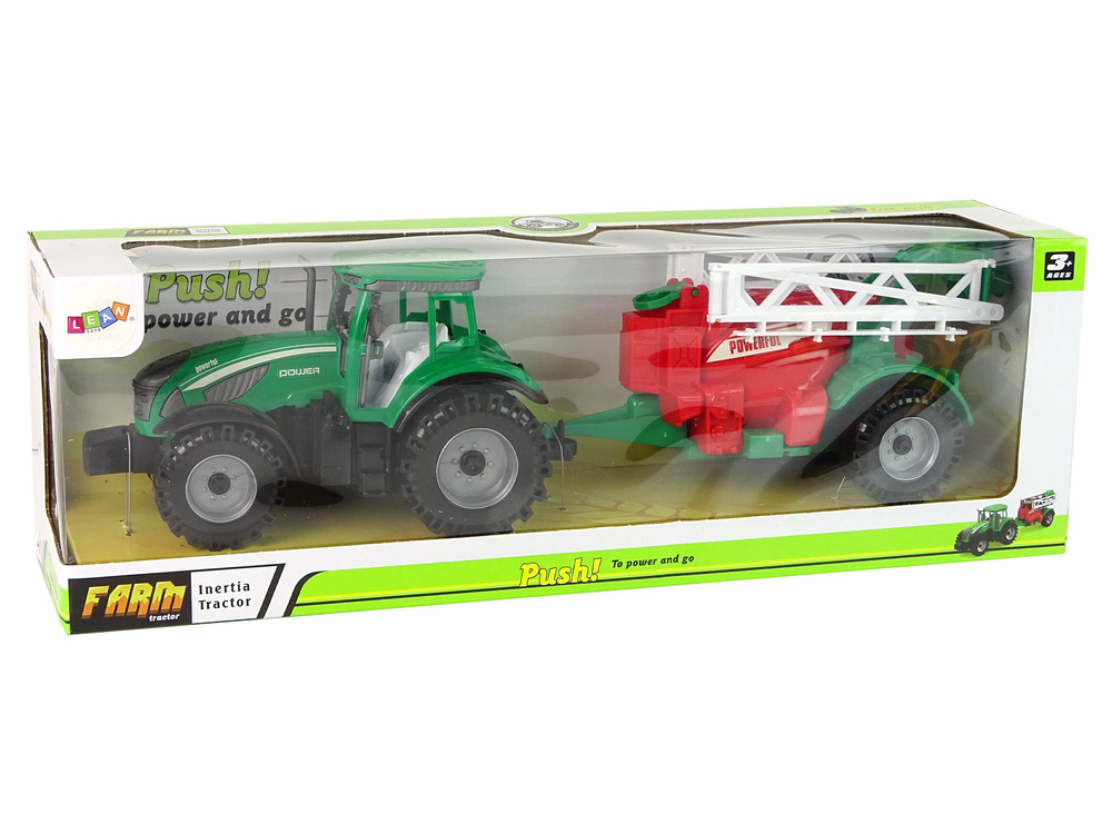 Traktorius su purkštuvu lean toys, žalias