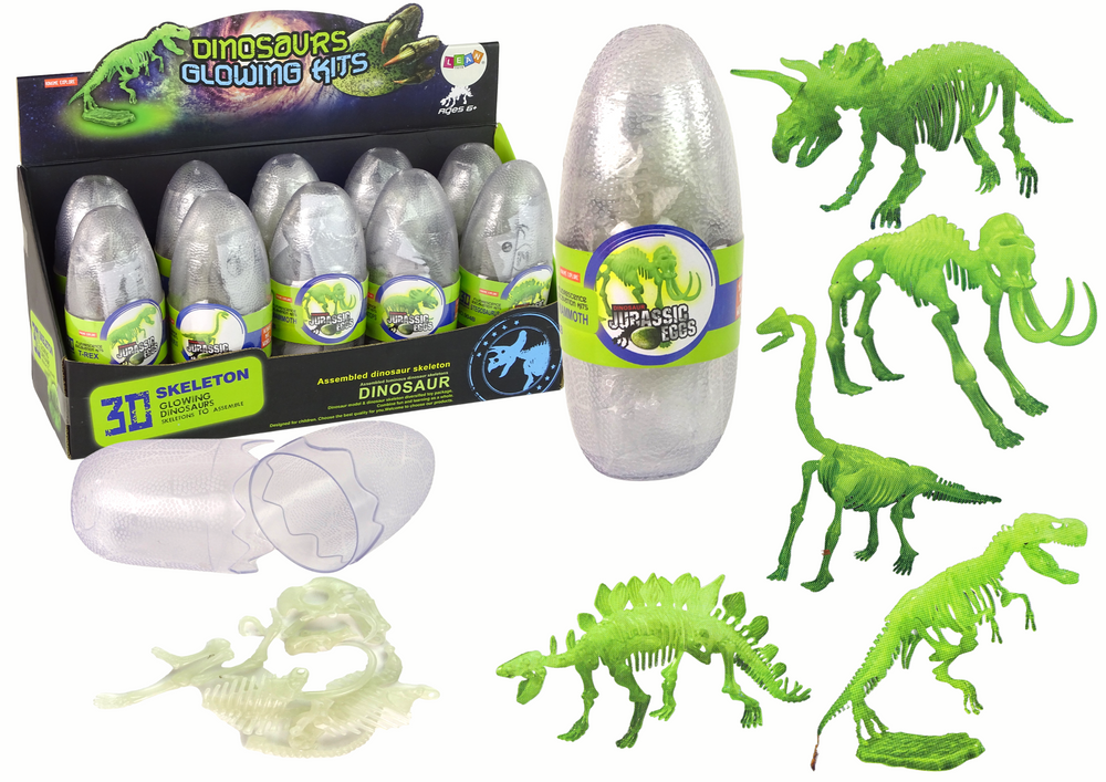 3D dinozauro skeletas kiaušinyje Lean Toys, 1vnt