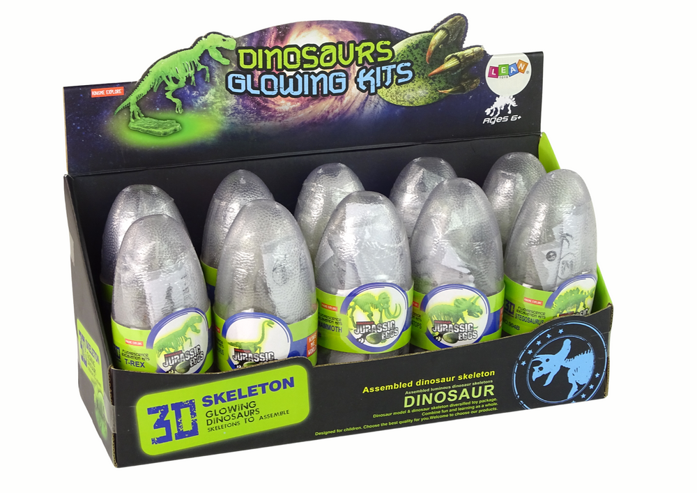 3D dinozauro skeletas kiaušinyje Lean Toys, 1vnt