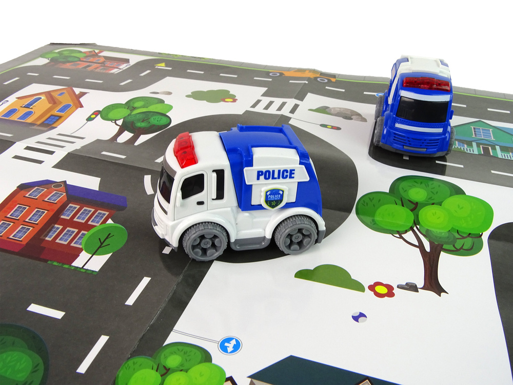 Žaislinių automobilių su šviesoforais ir kelio ženklais rinkinys