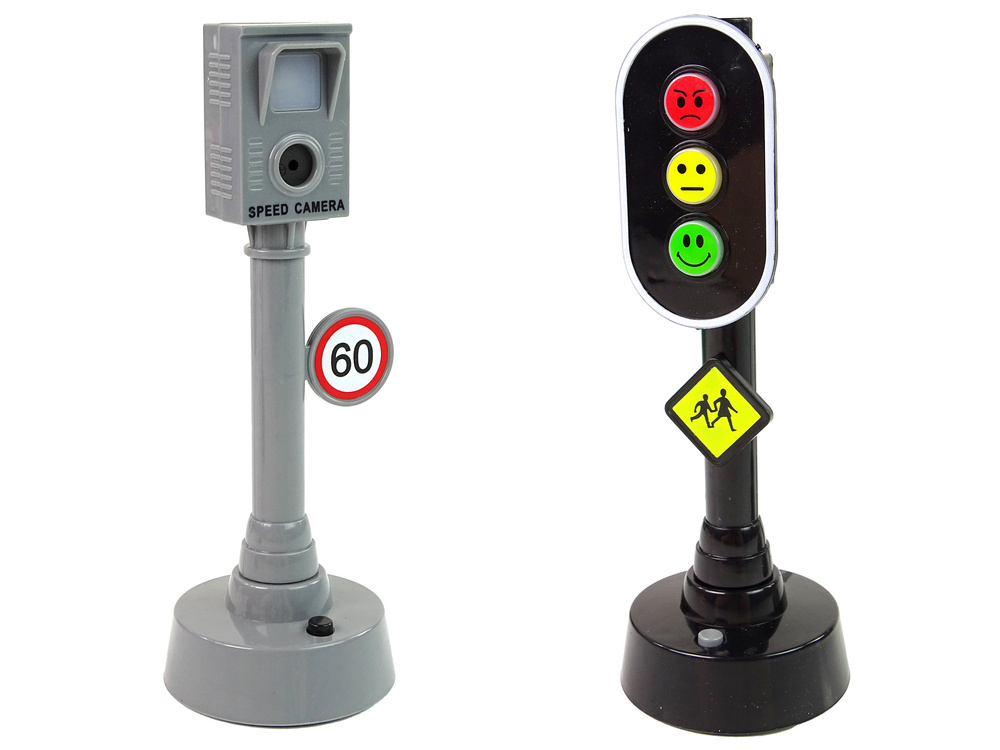 Žaislinių automobilių su šviesoforais ir kelio ženklais rinkinys