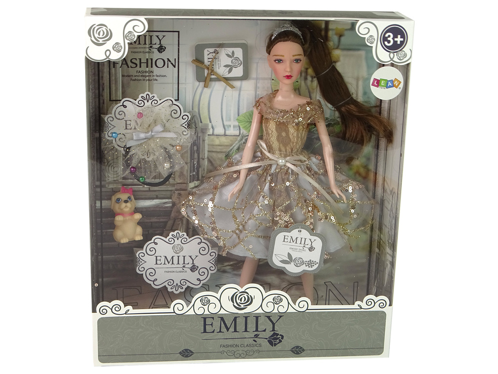 Lėlė emily leantoys, su šunimi