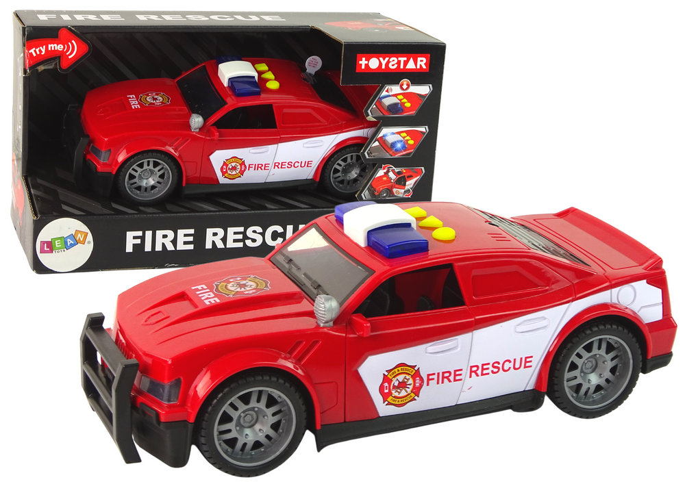 Žaislinis ugniagesių gelbėtojų automobilis lean toys, raudona/balta, 25x9x11 cm
