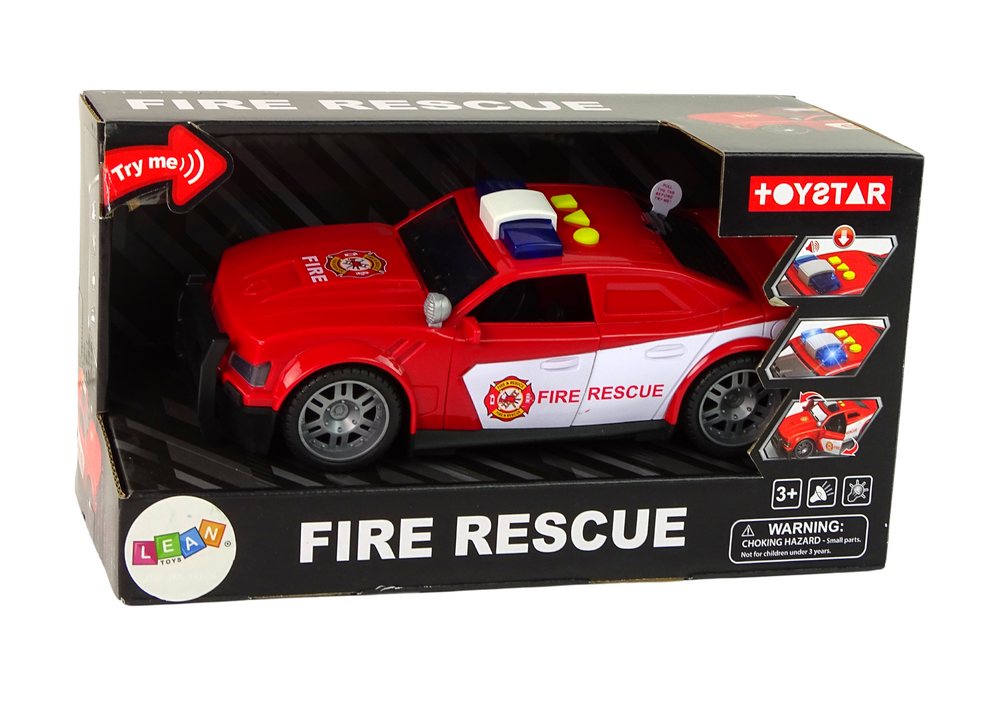 Žaislinis ugniagesių gelbėtojų automobilis lean toys, raudona/balta, 25x9x11 cm