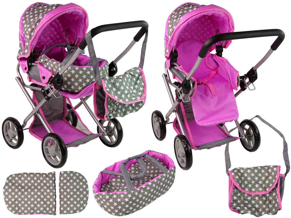 Lėlių vežimėlis 2in1 rinkinys leantoys