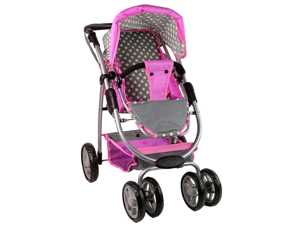 Lėlių vežimėlis lean toys 2in1, pilkas