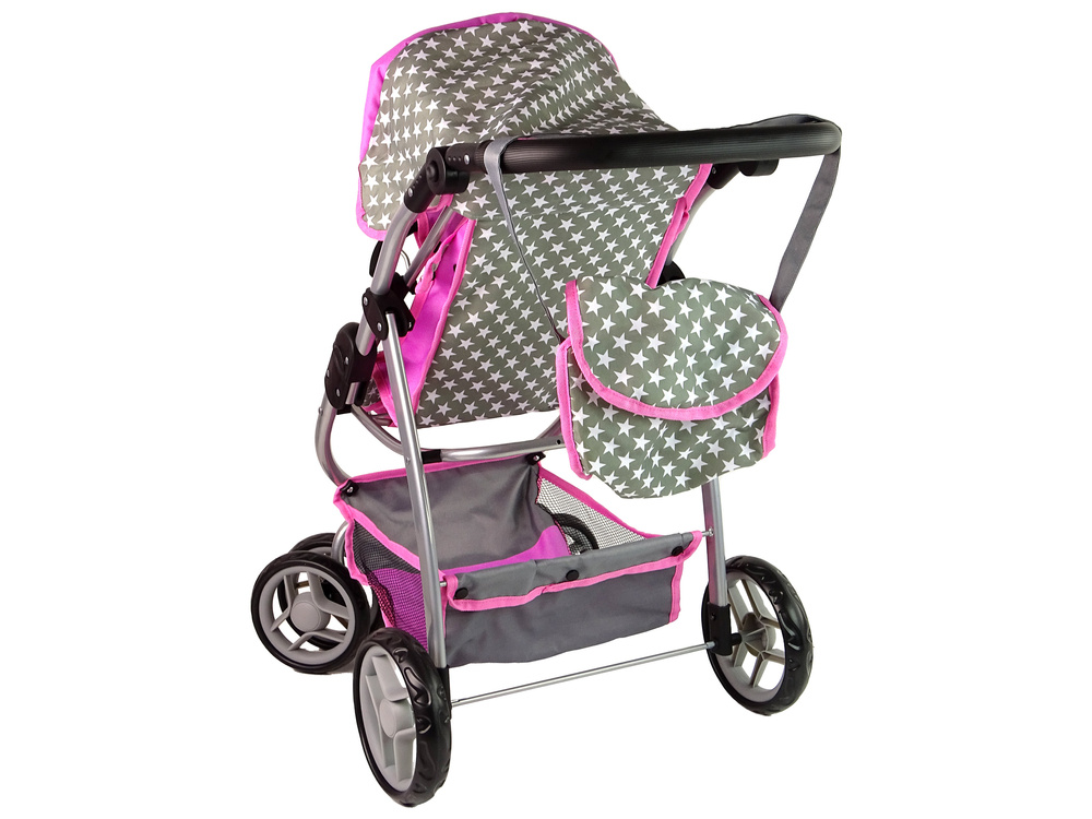 Lėlių vežimėlis lean toys 2in1, pilkas