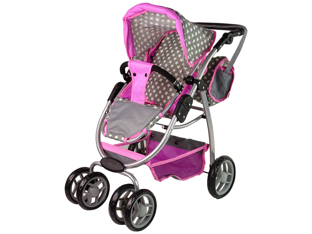 Lėlių vežimėlis lean toys 2in1, pilkas