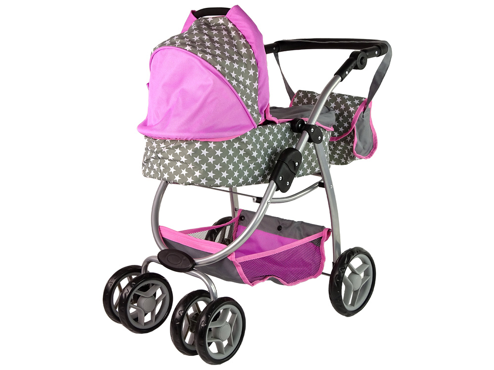 Lėlių vežimėlis lean toys 2in1, pilkas