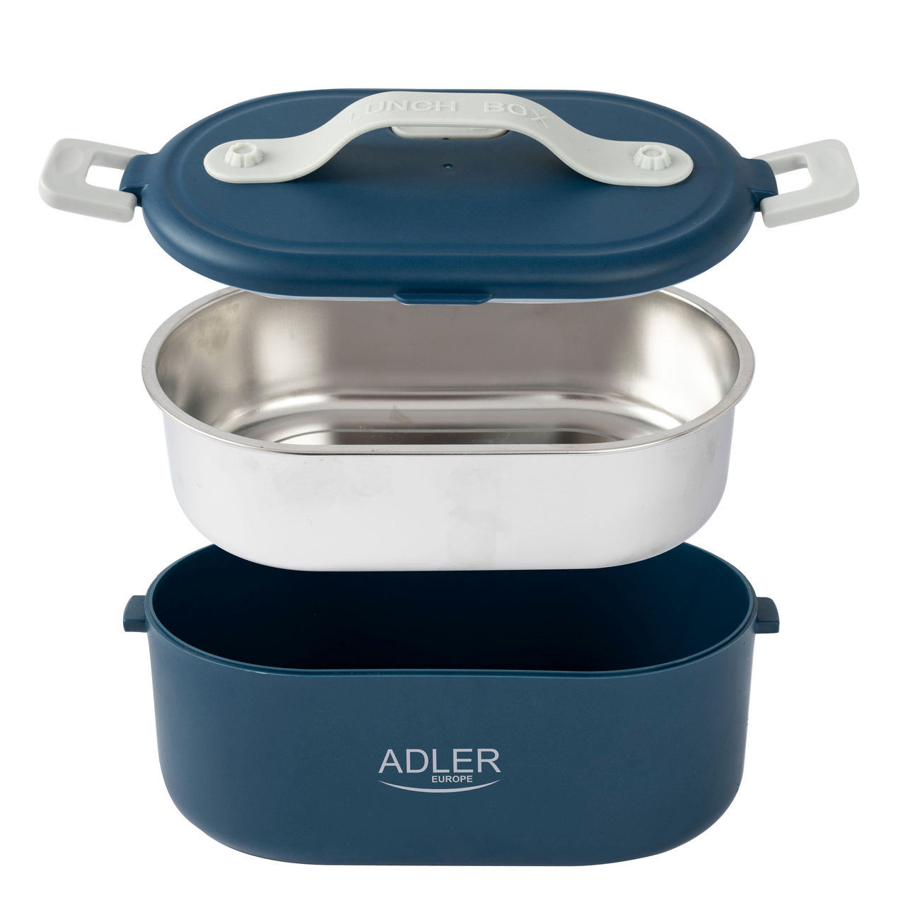 Adler AD 4505 mėlynas šildomas maisto indas su priedais, 0,8L, 55W