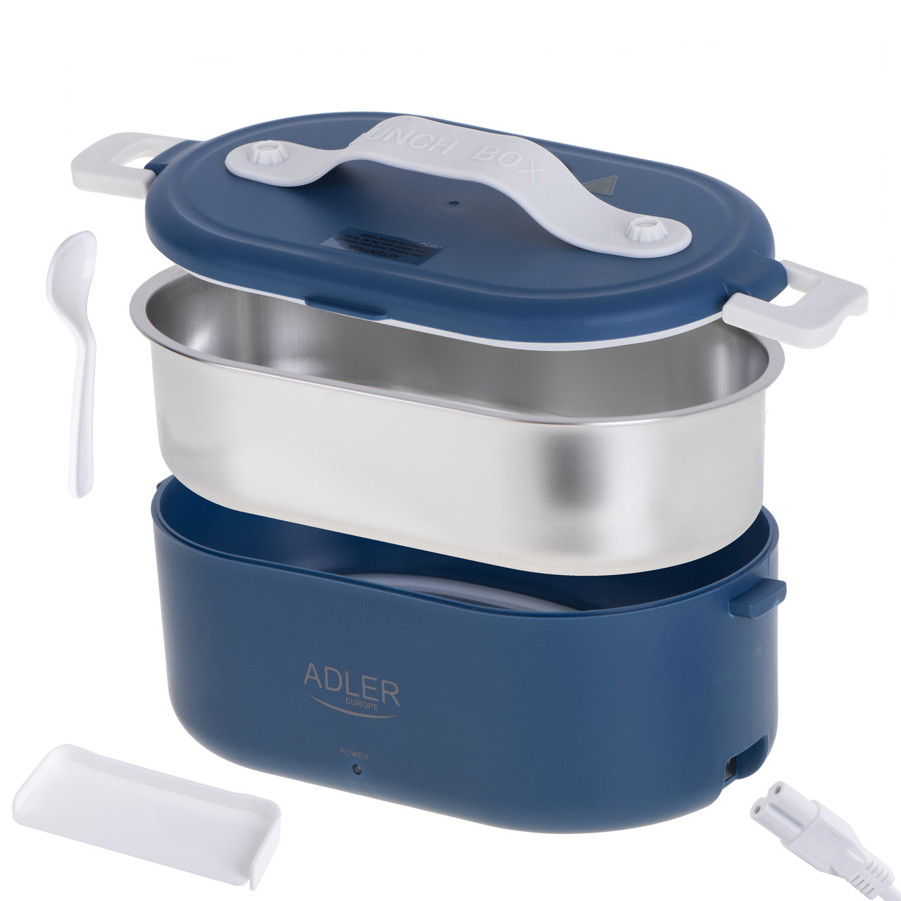 Adler AD 4505 mėlynas šildomas maisto indas su priedais, 0,8L, 55W