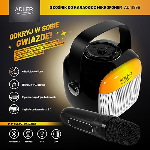 Nešiojamas garsiakalbis adler ad-1199b