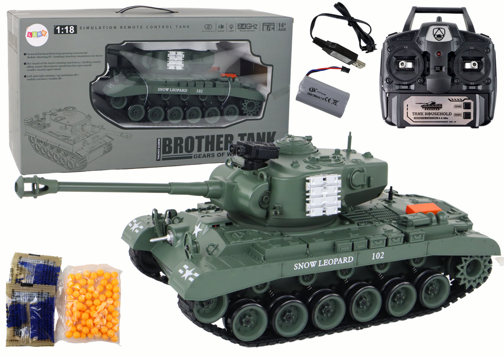 Nuotoliniu būdu valdomas tankas leopard r/c armata lean toys, pilkas
