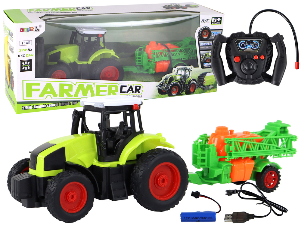 Nuotoliniu būdu valdomas ūkininko traktorius su purkštuvu 1:16 lean toys