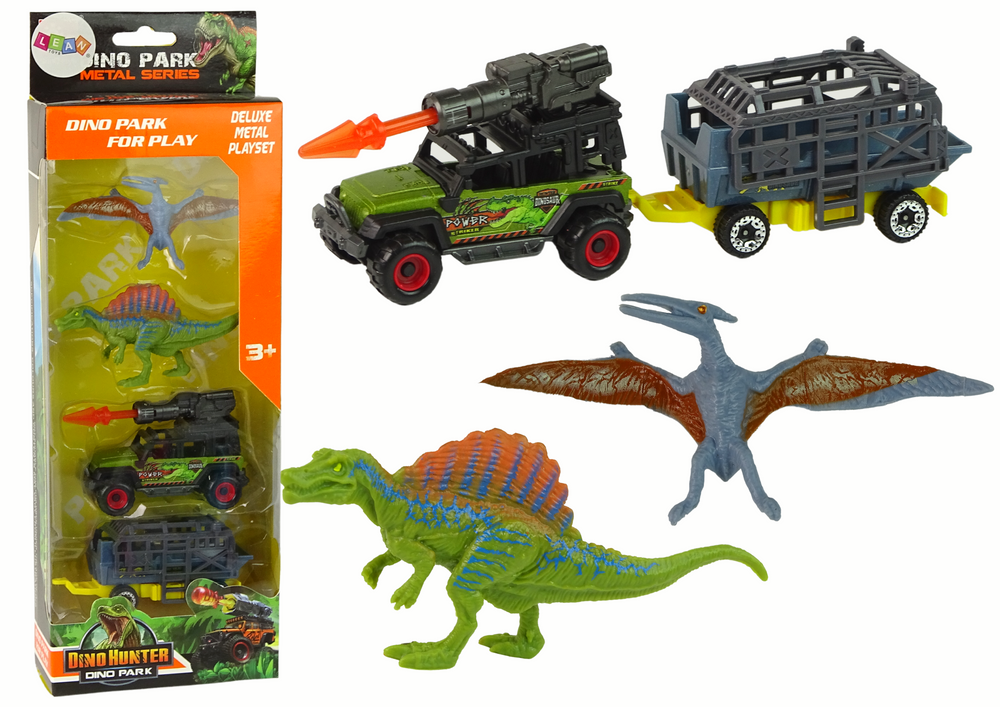 Figūrėlių rinkinys dinozaurai ir raketų automobilis leantoys