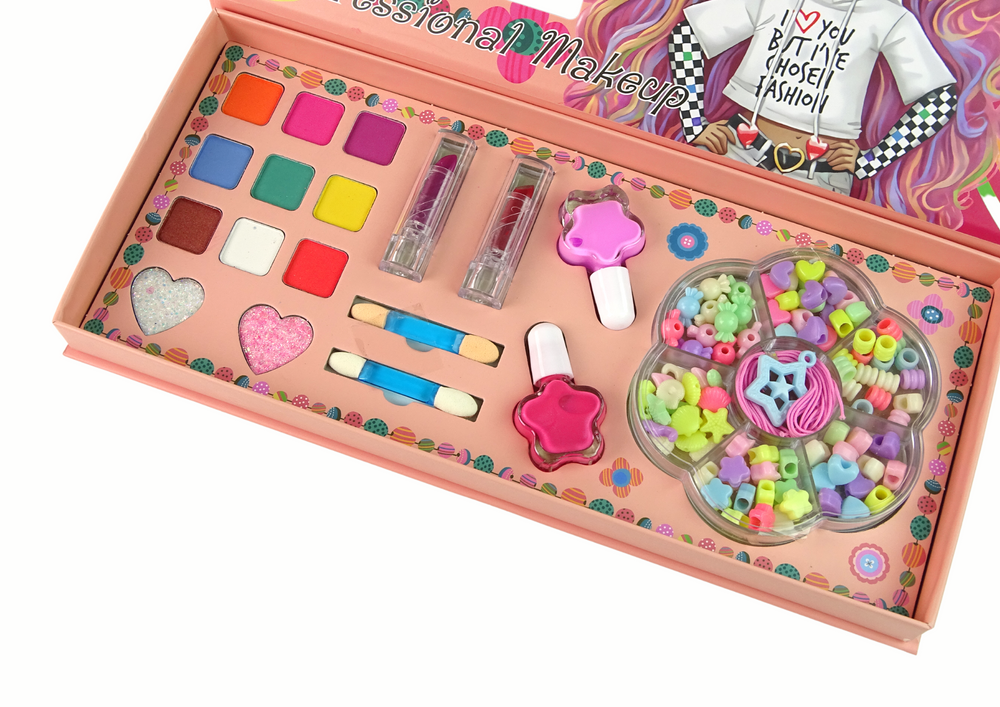 Makiažo ir papuošalų rinkinys leantoys jewelry makeup kit 2in1, 100 vnt.