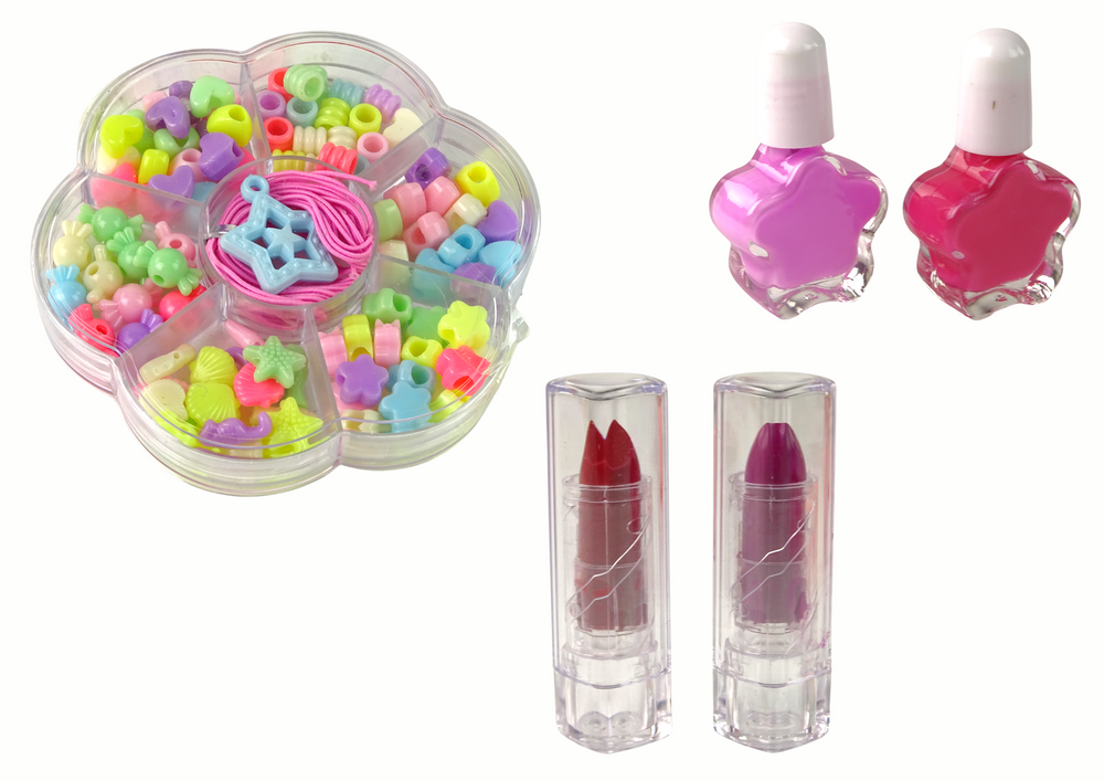 Makiažo ir papuošalų rinkinys leantoys jewelry makeup kit 2in1, 100 vnt.
