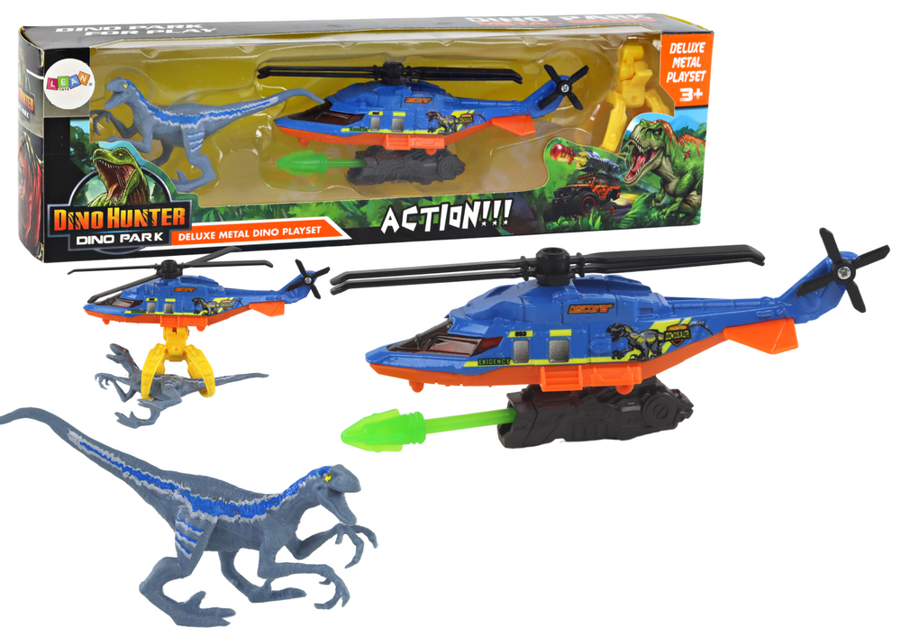 Sraigtasparnio ir dinozauro rinkinys blue dino park set lean toys