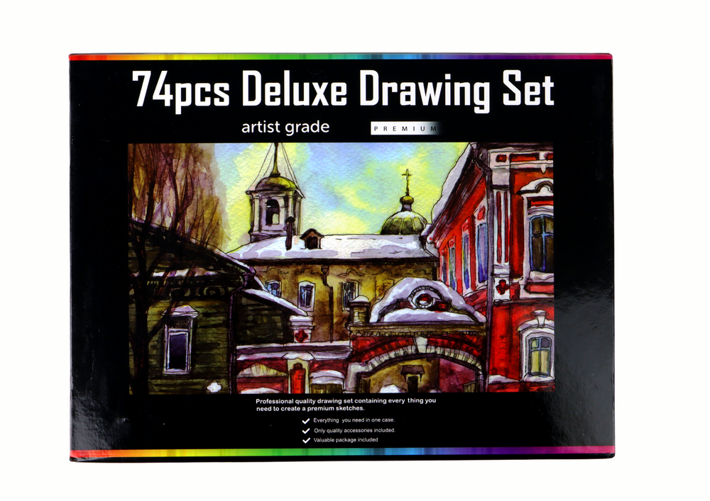 Pieštukų rinkinys Crayons dėžutėje Leantoys, 74 vnt.