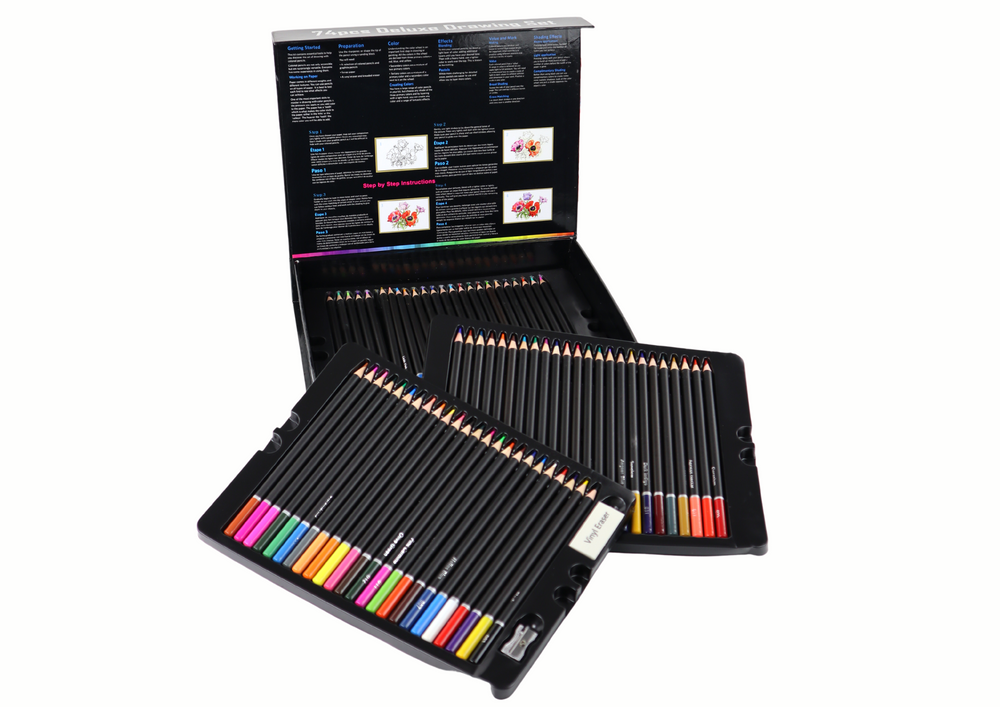 Pieštukų rinkinys Crayons dėžutėje Leantoys, 74 vnt.