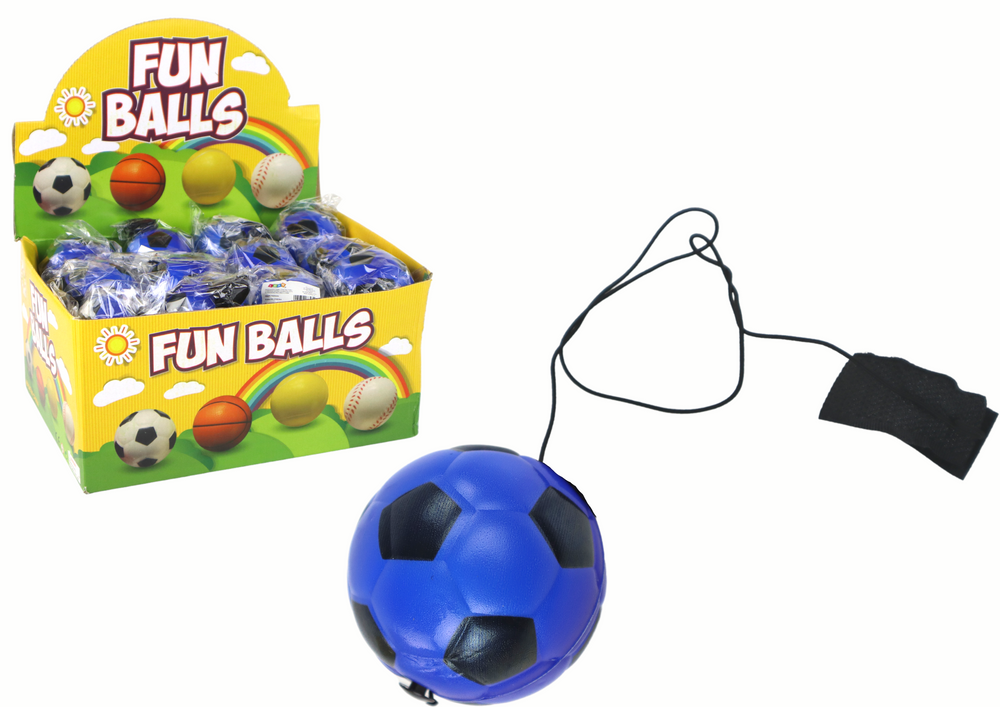 Mėlynas pu futbolas su elastinga juosta, 6 cm