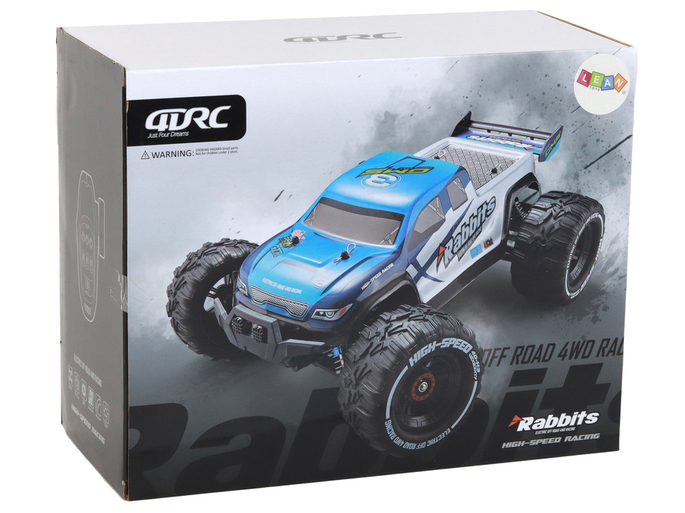 Nuotoliniu būdu valdomas automobilis rabbits off-road car 4-wheel drive lean toys, mėlynas