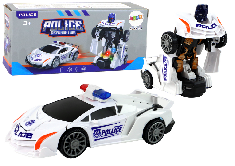 Automobilis - robotas 2in1 lean toys, baltas