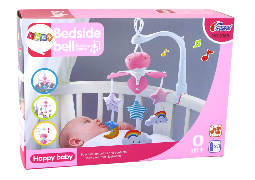 Kūdikių lovos karuselė sky sound lean toys, pink