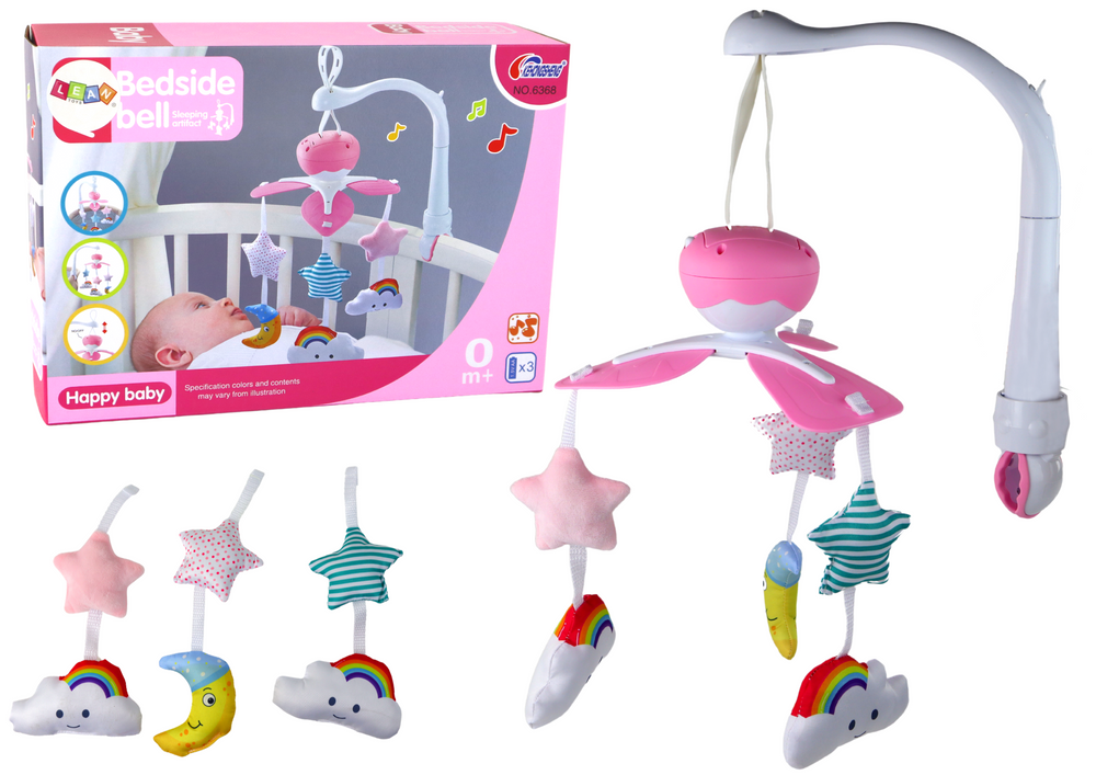 Kūdikių lovos karuselė sky sound lean toys, pink