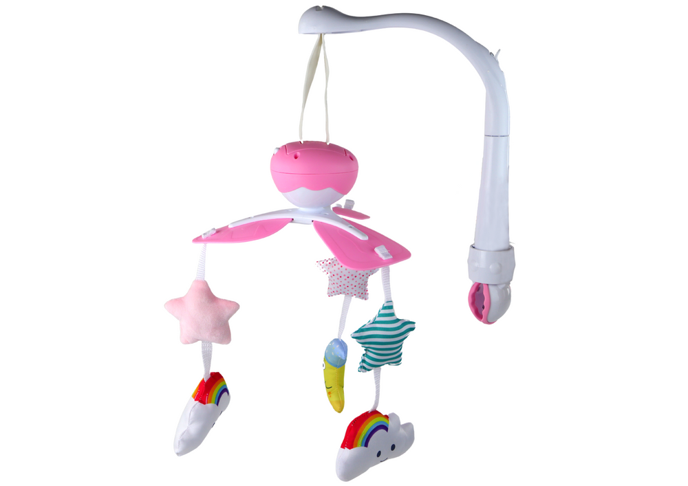 Kūdikių lovos karuselė sky sound lean toys, pink