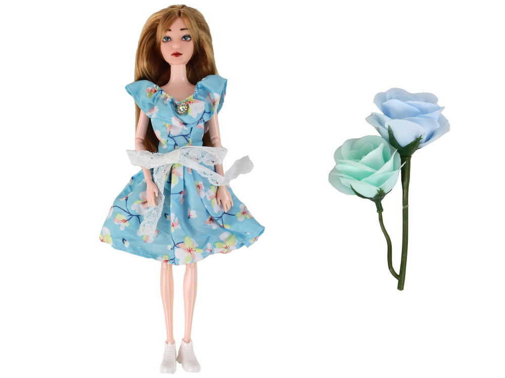 Lėlė emily (30 cm) su žaliomis akimis ir mėlyna suknele