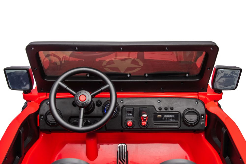 Raudonas jh-102 akumuliatorinis automobilis