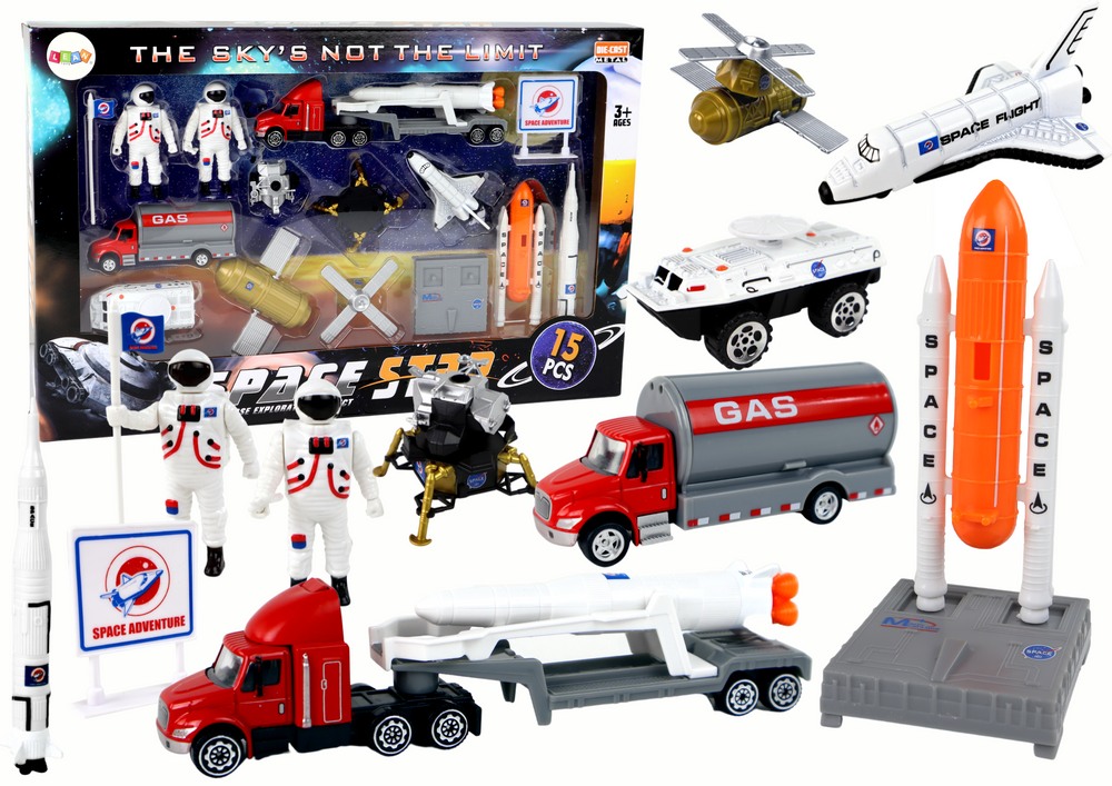 Kosminės stoties rinkinys space truck rocket lean toys, 15 d.
