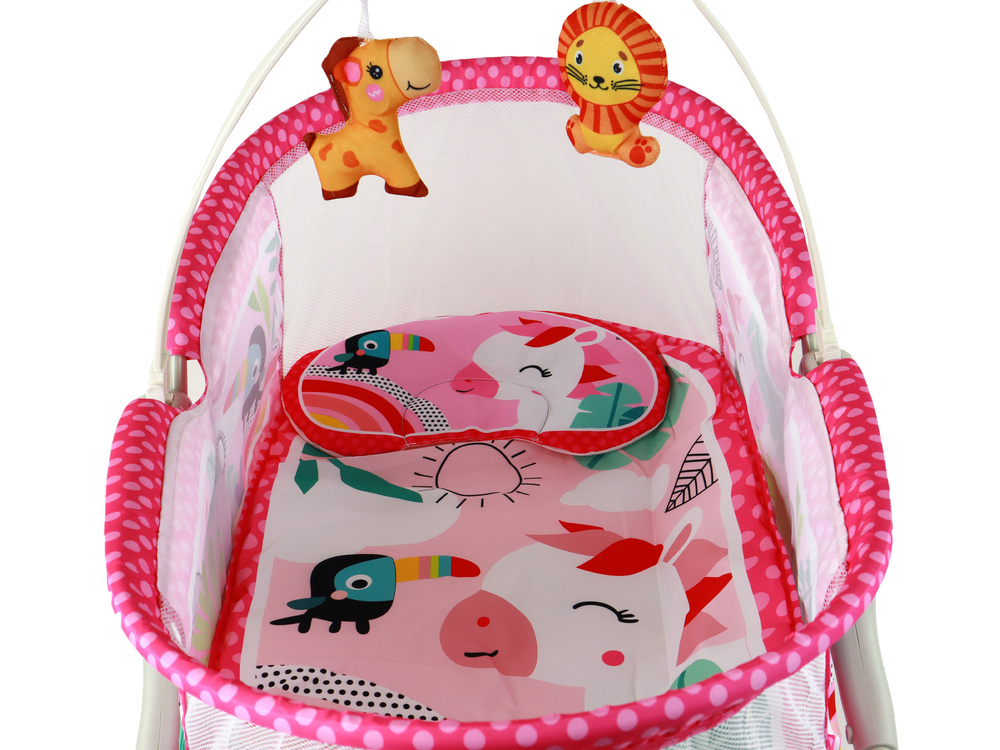 Daugiafunkcinis gultukas/sūpynės rocker 2in1 lean toys, pink, 85x70x50 cm
