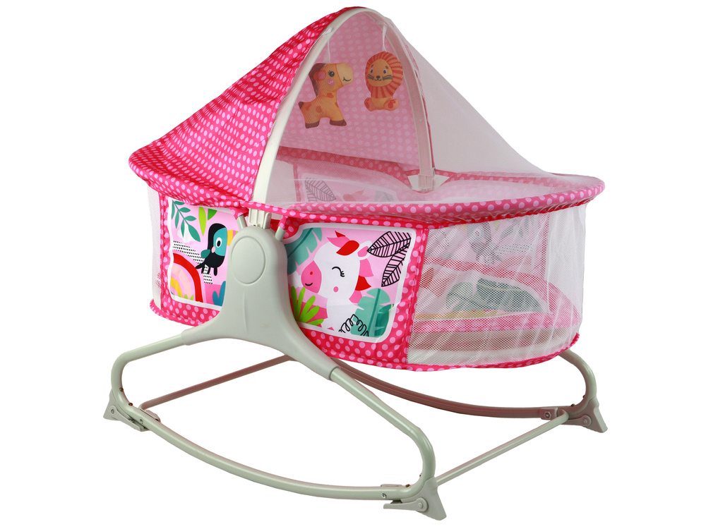Daugiafunkcinis gultukas/sūpynės rocker 2in1 lean toys, pink, 85x70x50 cm
