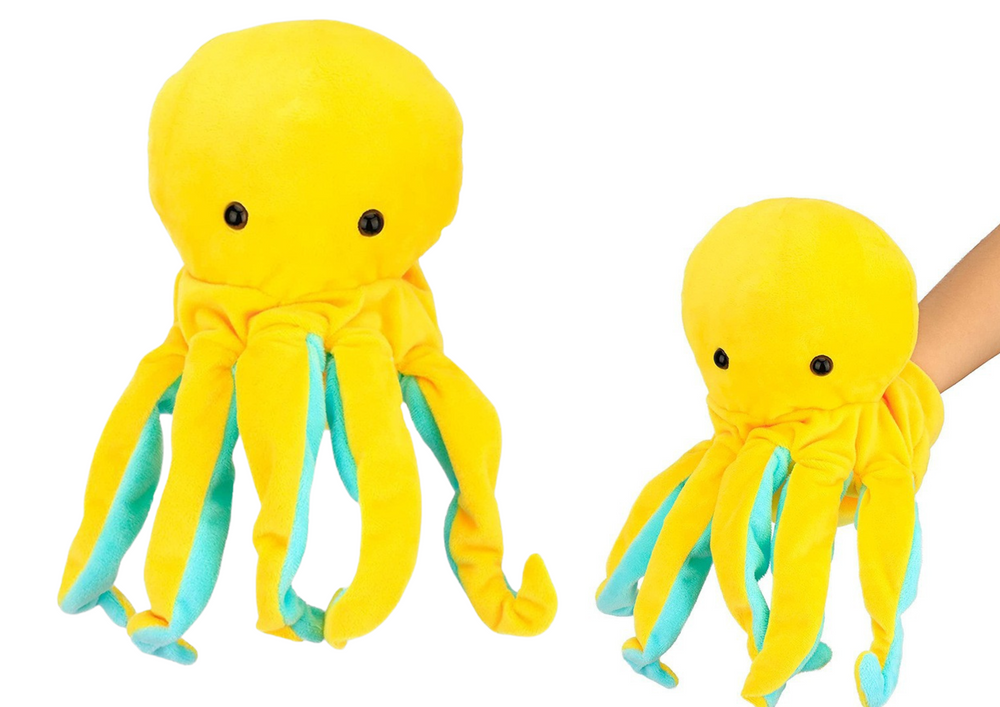 Geltonas pliušinis aštuonkojis 25 cm