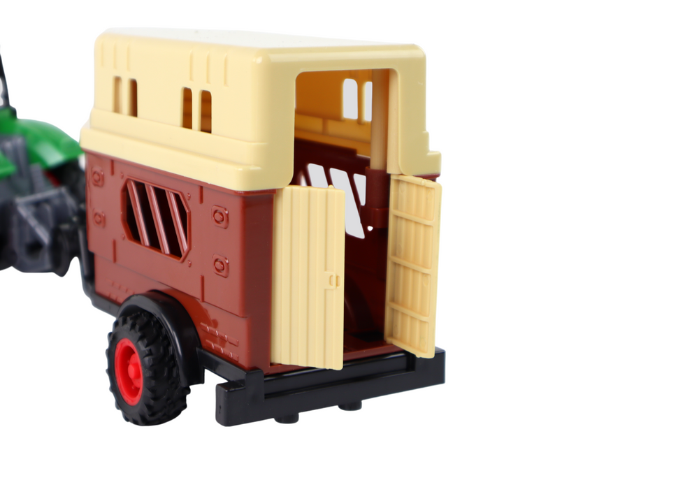 Nuotoliniu būdu valdomas traktorius su priekaba lean toys, žalias/pilkas, 41x11x12 cm