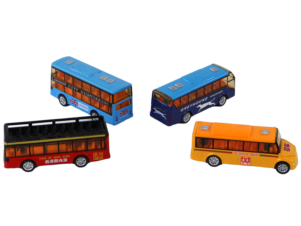 Žaislinių autobusų rinkinys lean toys, 4 vnt.