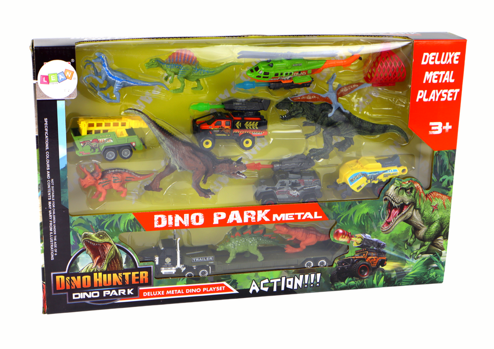 Transporto priemonių rinkinys su dinozaurais lean toys