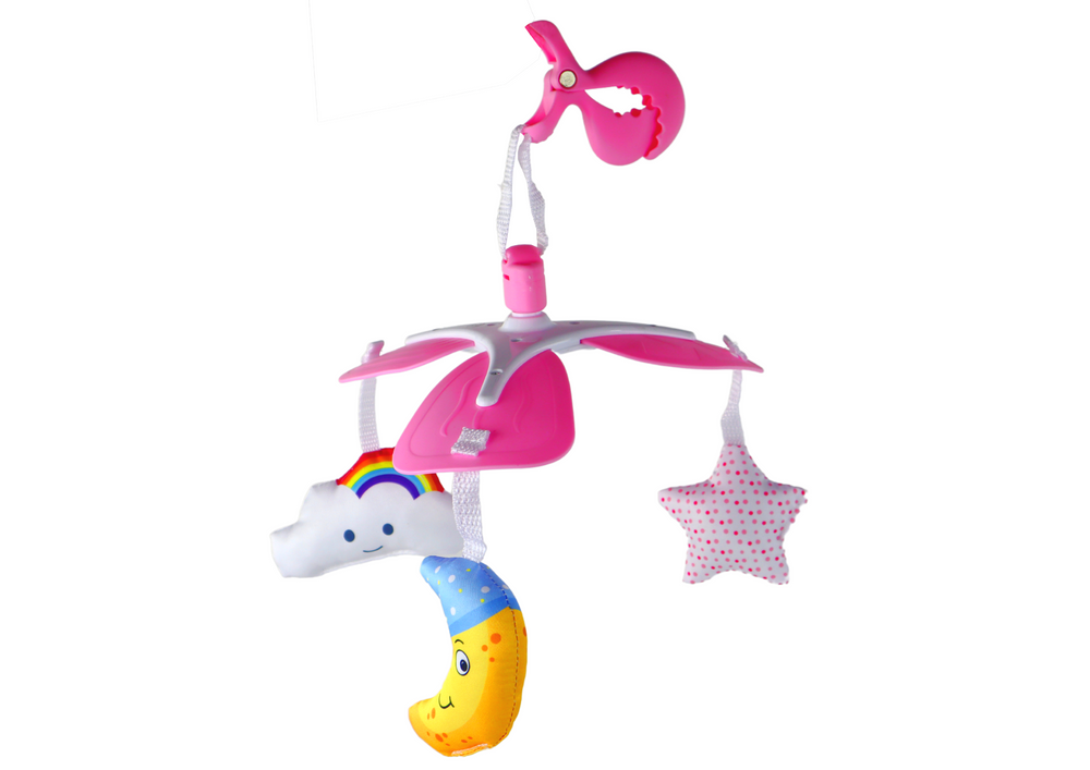 Kūdikių lovos karuselė sky clip lean toys, pink