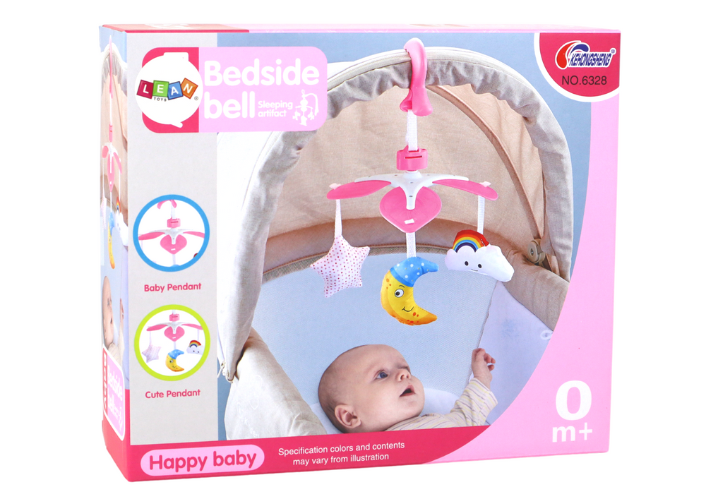Kūdikių lovos karuselė sky clip lean toys, pink
