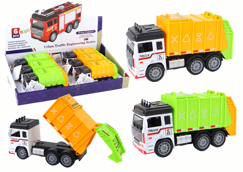 Žaislinis šiukšliavežės automobilis lean toys, 13x7x5 cm, 1 vnt