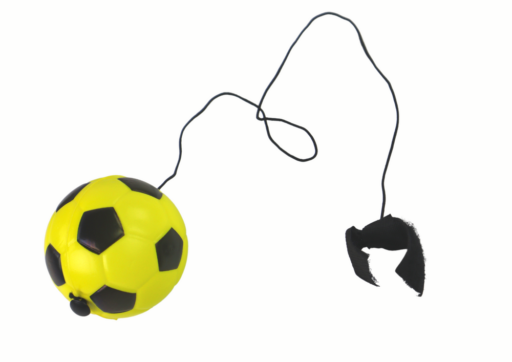 Geltonas PU futbolo kamuolys su tampria juosta, 6 cm