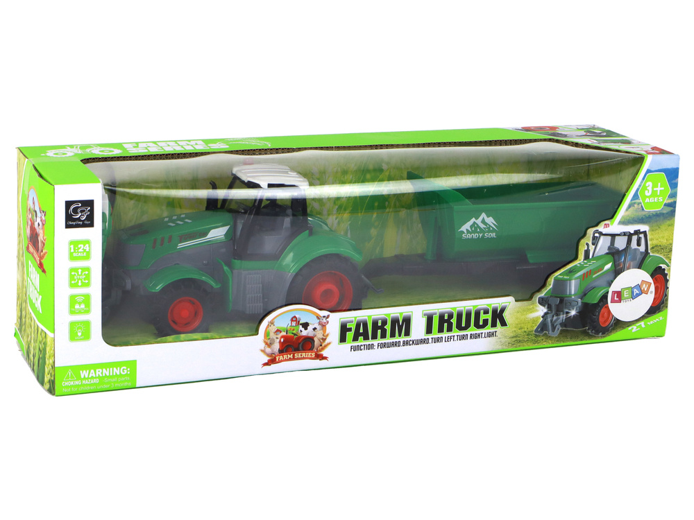 Nuotoliniu būdu valdomas traktorius su priekaba lean toys, žalias