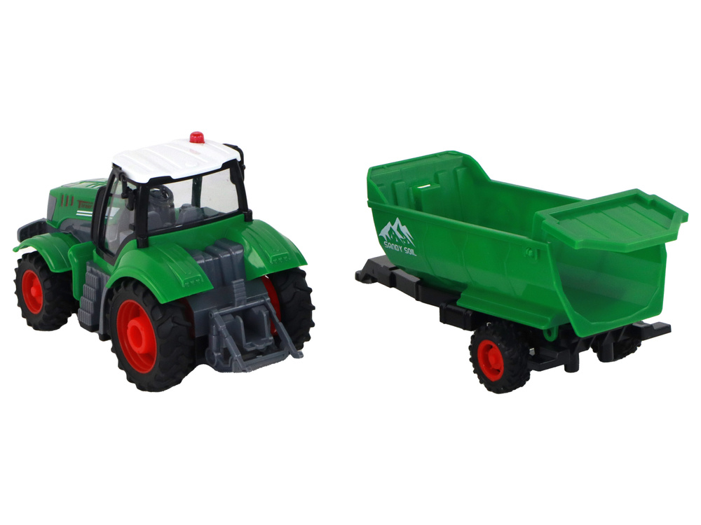 Nuotoliniu būdu valdomas traktorius su priekaba lean toys, žalias
