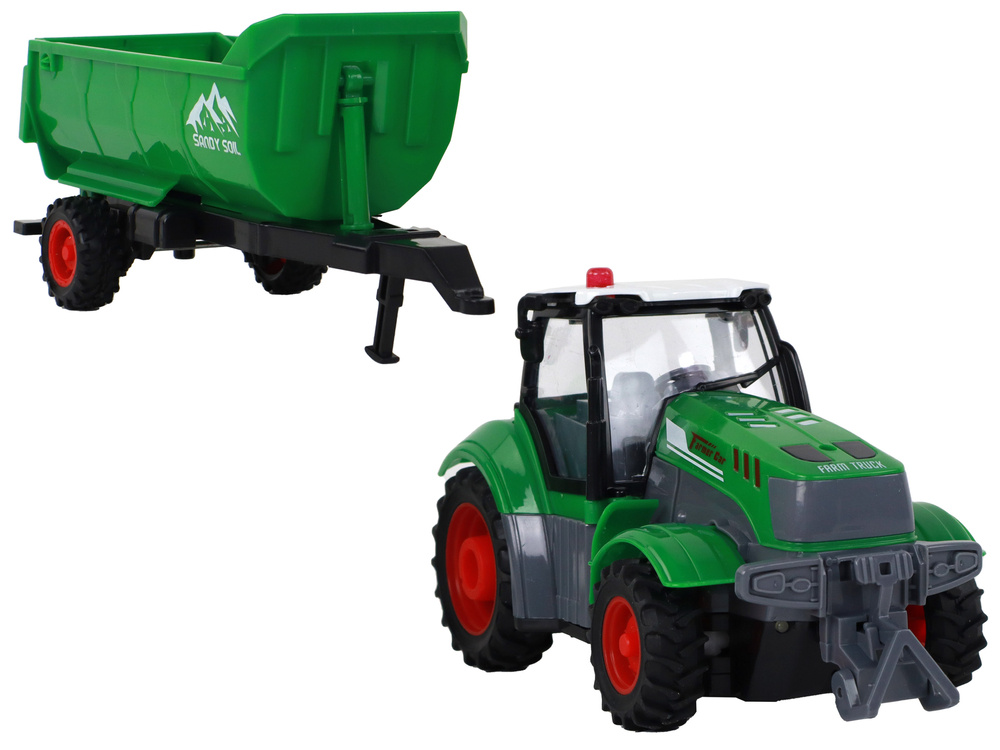 Nuotoliniu būdu valdomas traktorius su priekaba lean toys, žalias