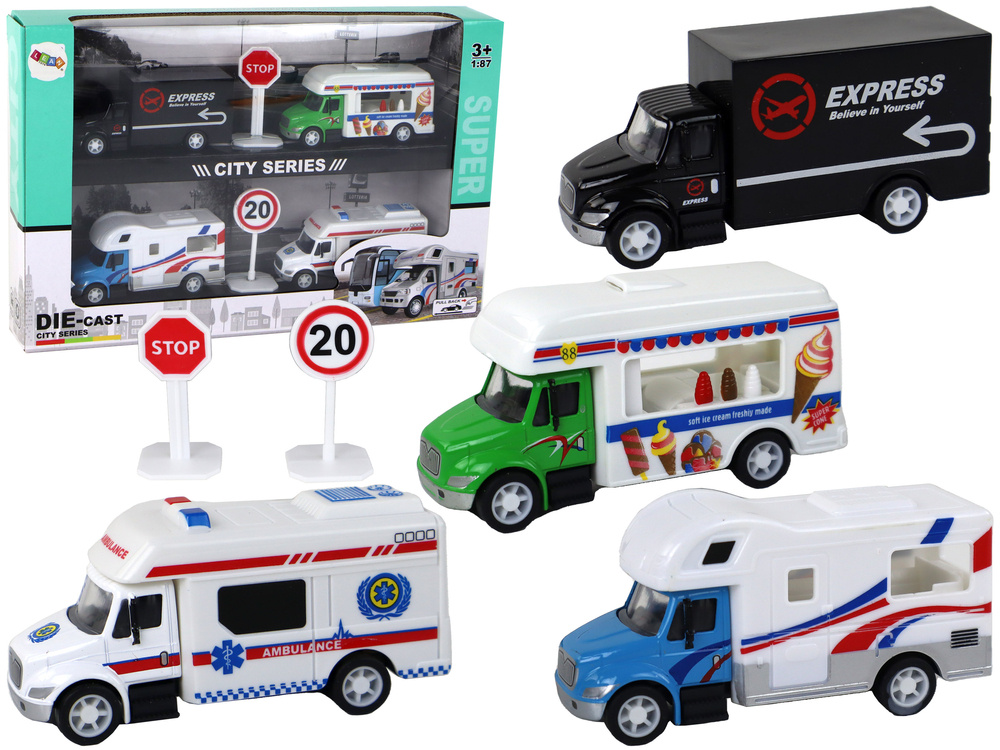 Žaislinių automobilių rinkinys lean toys die-cast city series