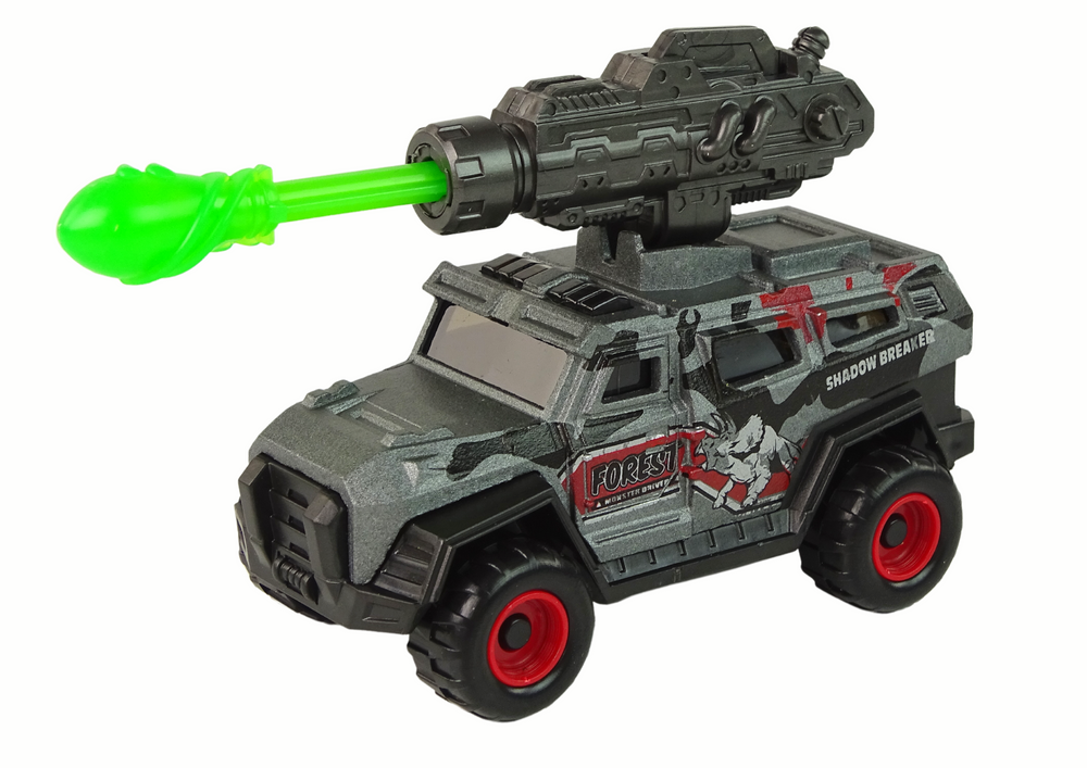 Figūrėlių rinkinys dinozaurai su visureigiu žalia raketa leantoys