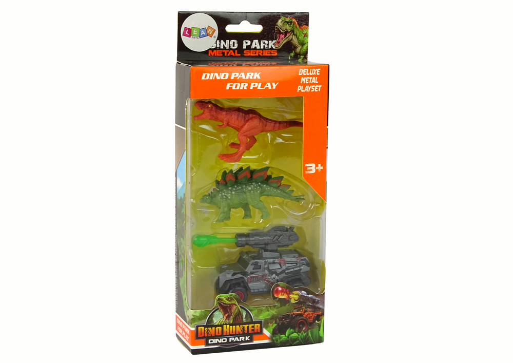 Figūrėlių rinkinys dinozaurai su visureigiu žalia raketa leantoys