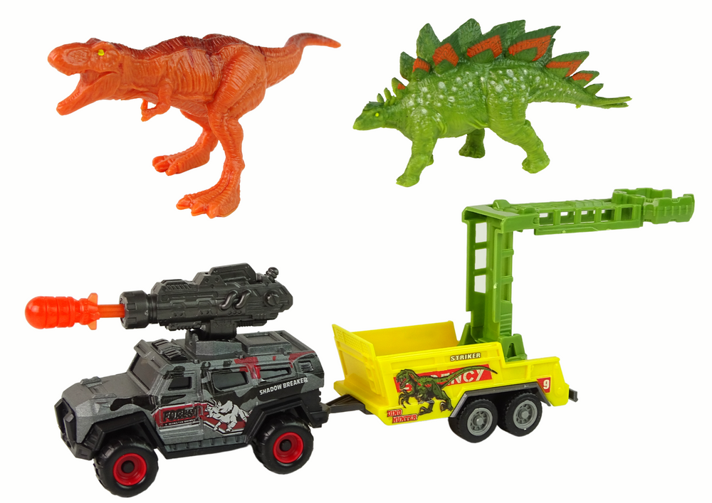 Figūrėlių rinkinys dinozaurai su automatine raketų priekaba leantoys
